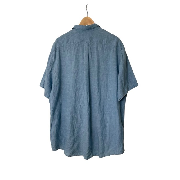 Men's Linen Button Up Tailored Fit Preppy Resort Lands' End XL Tall 17 - 17.5 - Picture 3 of 4